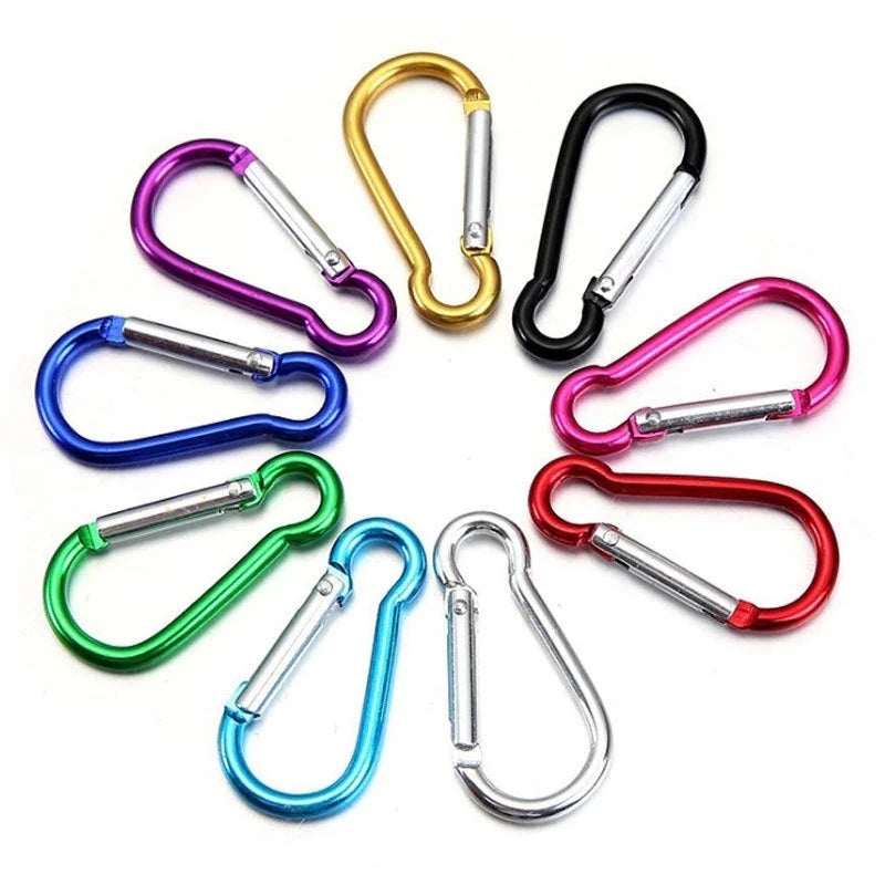 Aluminum Camping Traveling Keychains Buckle Clamp Nonlocking Metal Carabiner Clips Snap Hook for Outdoor Bag Hanging Accessory