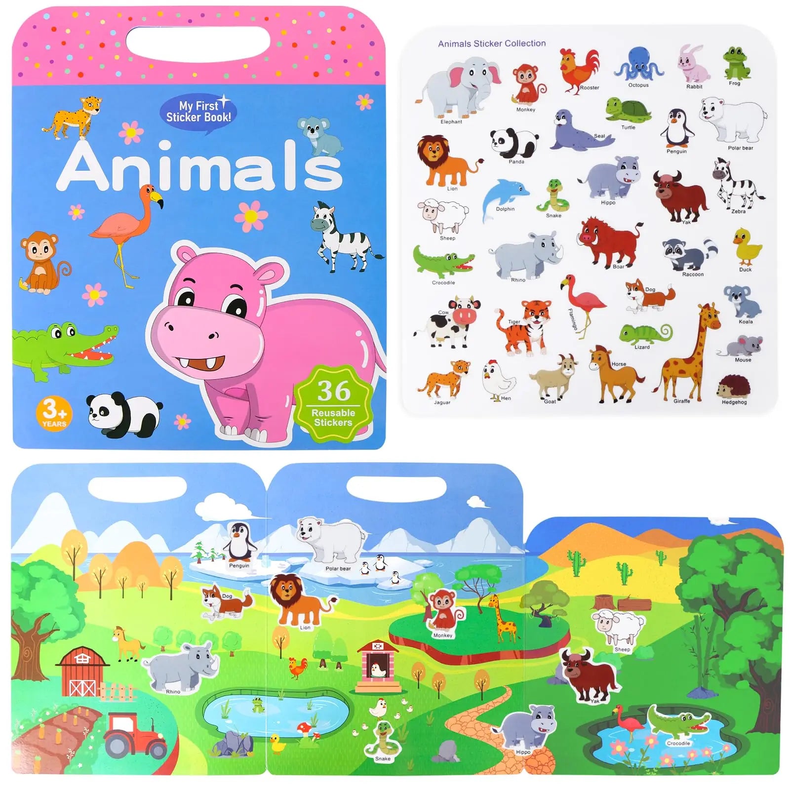 Reusable Waterproof PET Material Adhesive Sticker Book for Kids-Jelly Quiet Travel Activity Busy Book with Fun Stickers
