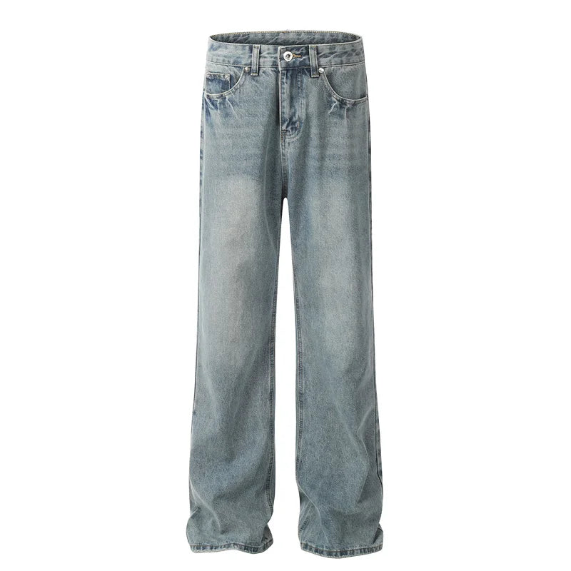 Designer Stone Wash Men Vintage to Do Old Jeans High Street Slacks Custom Baggy Jeans Fashion for Men Blue Flare Jeans
