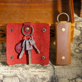 Handmade Crazy Horse Leather Key Wallet Western Style Folding Design Genuine Leather Keychains Cover Smart Car Keys Holder Gift