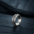 High Quality Gold & Black Plating Stainless Steel Cunban Spinner Link Chain Embossed Rotate Ring Men's Engagement Party Jewelry