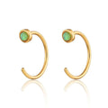 Milskye Handcrafted Jewelry 18k Gold Plated Sterling Silver Reverse Green Opal Open Huggie Earrings