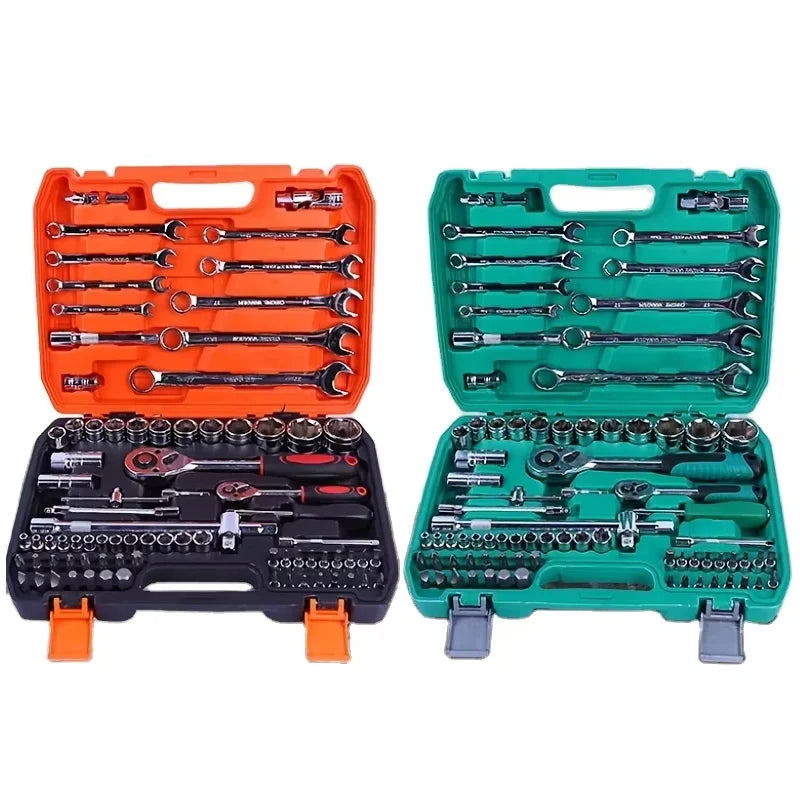 82pcs High-End Professional Standard Mechanic Tool Set 1/2\" 1/4\" 3/8\" Drive Sockets Ratchet Wrench Torque Kits OEM Hard Case