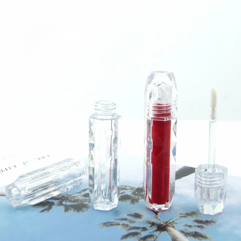 Low MOQ 3ml in Stock Clear Crystal ABS Custom Empty Plastic Lip Gloss Wand Tubes With Logo