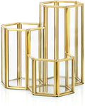 3-compartment Makeup Brush Holder Vintage Style Brass and Glass Organizer