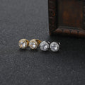 Classic Style Unisex Small Round Stud Earrings Gold Plated Copper Micro Pave AAA Zirconia Earrings for Men
