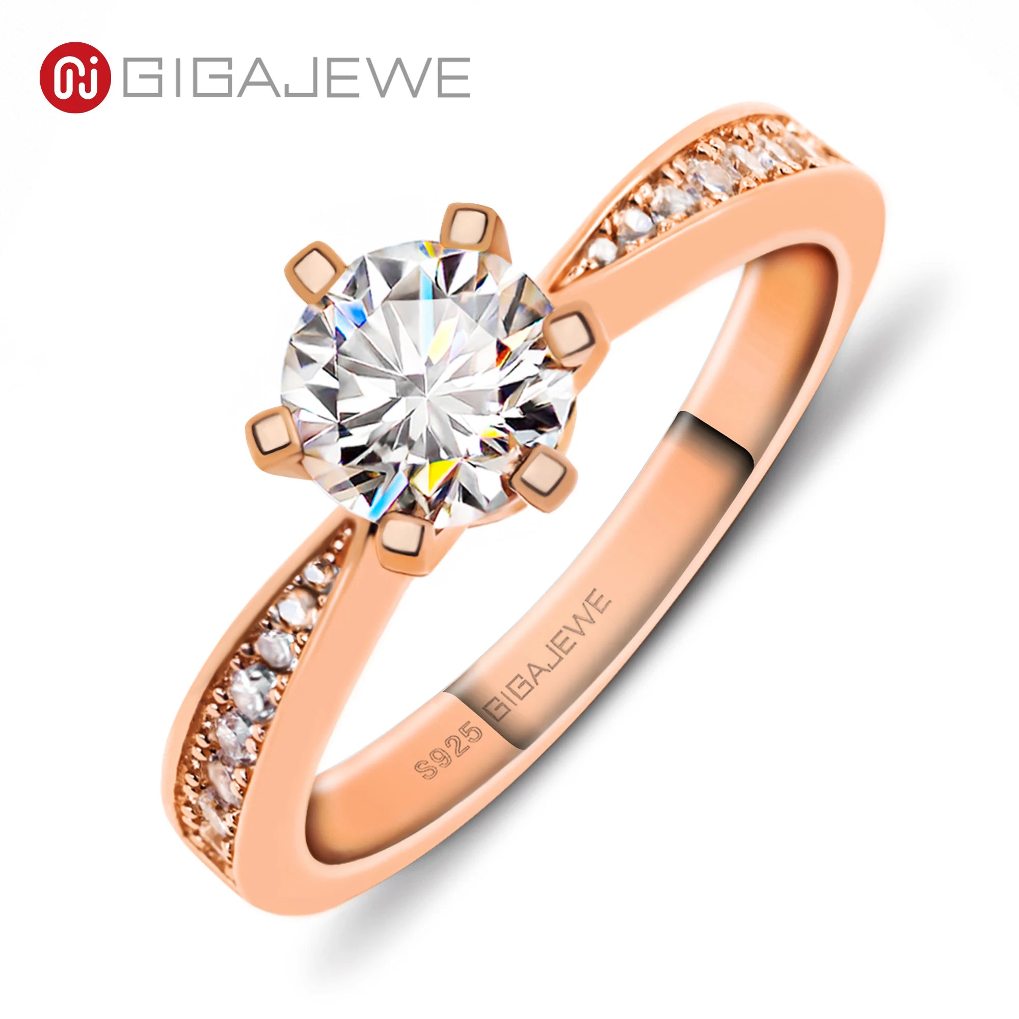 GIGAJEWE Vintage Crown Design 1.0 CT Round Color Moissanite Accents Ring  925 Silver Engagement  Wedding Ring