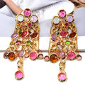 Kaimei Fashion Jewelry Bohemian Beaded Earrings for Women Handmade Long Tassel Drop Earring Colorful Statement Gemstone Earrings