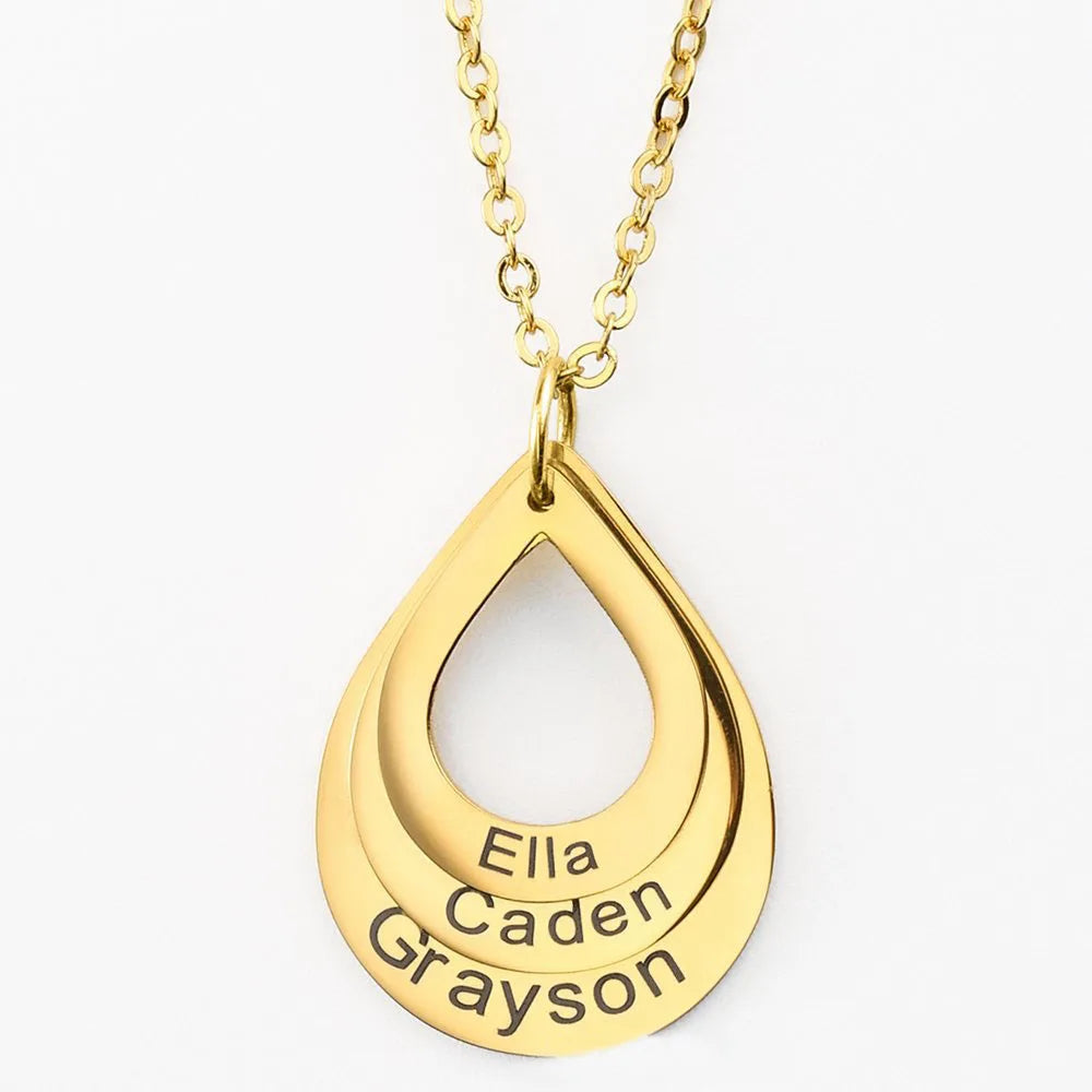 Custom Trendy Stainless Steel Gold Plated DIY Mother's Day Engraved Geometric Animal Pendant Necklace Gift