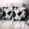 Faux Cow Print Faux Fur Double-Sided Luxury Invisible Zipper Throw Pillow Covers with Dot & Plant Patterns for Hotel Home Decor