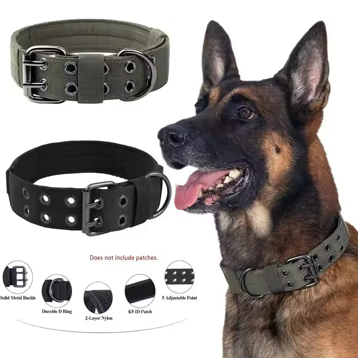 Outdoor Tactical Dog Collar Tactical Training Dog Collar Nylon Adjustable Pet Collar Leash