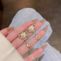 S925 Silver Needle Light Luxury Pearl Heart Ear Stud for Women Zircon Love Stud Earring for Women