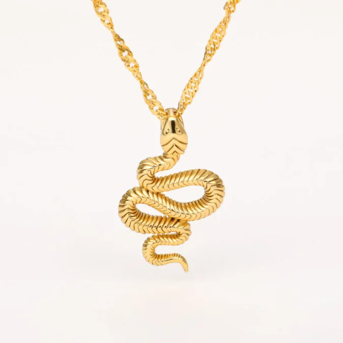 New Cobra Snake Pendant Stainless Steel 18k Gold Waterproof Woman 18inches Necklaces for Men and Women