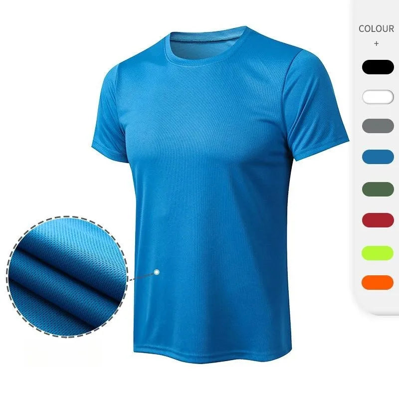 Summer Men's Sports Quick Dry Breathable Short Fitness Running Basketball Training Round Neck Custom T-shirt Short Sleeve