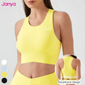 Janya 2025 Women Breathable High Neck Racerback Removable Pads Workout Gym Fitness Tank Top High Support Yoga Sports Bra Adults MegaBDM