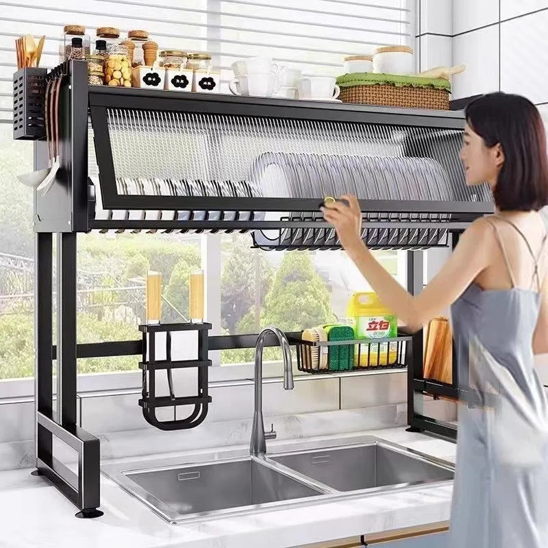Kitchen Storage Rack Large Dish Rack Over Sink Drainer Drying for Kitchen Counter Multifunction Organizer Storage Shelf
