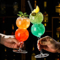 Bar Wedding Party Two Round Ball Bubble Hand Blown High Borosilicate Glass Gourd Shaped Creative Clear Goblet Cocktail Glasses
