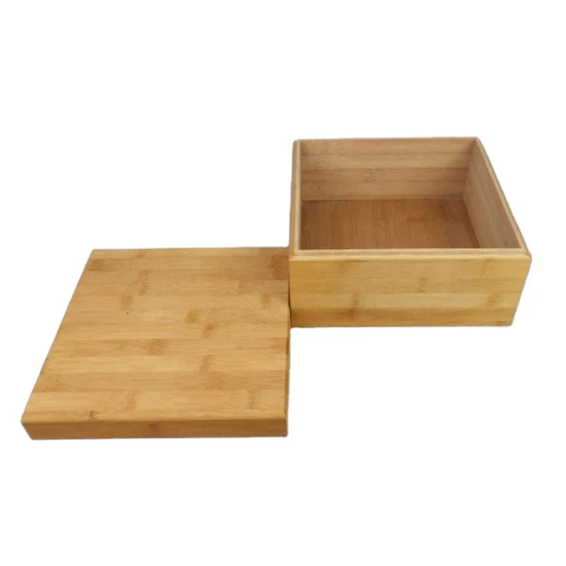 Natural Bamboo Wooden Stash Box for Tea Square Shape Wooden Tea Bag Gift Storage and Packaging Box
