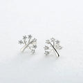 Korean Version 925 Sterling Silver Fashion Earrings Zircon Personality  Tree Female Stud Earring 2021 Trend Jewelry