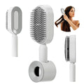 Custom Logo Salon Self-cleaning Hair Comb with One-Key Click Self Cleaning Detangling Curly Vented Air Cushion Brush for Women