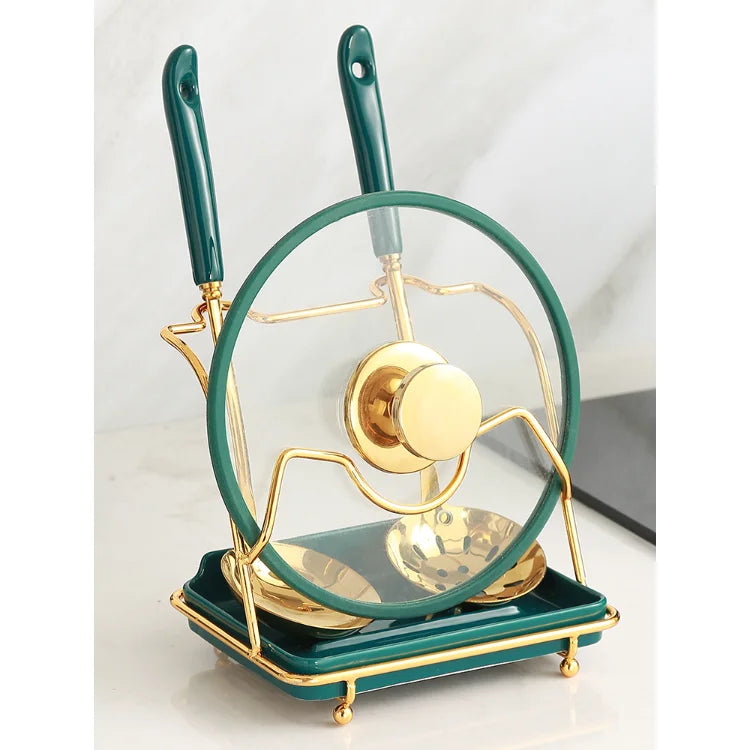 Home Kitchen Countertop Cookware Hanging Spatula Rack Storage Iron Pot and Spoon Racks Utensils Organizer