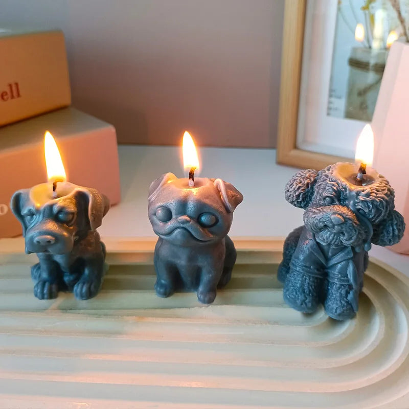J10-201 Cute Puppy Aromatherapy Candle Silicone Mold Diy Animal Teddy Dog Candle Plaster Drip Ornaments MegaBDM