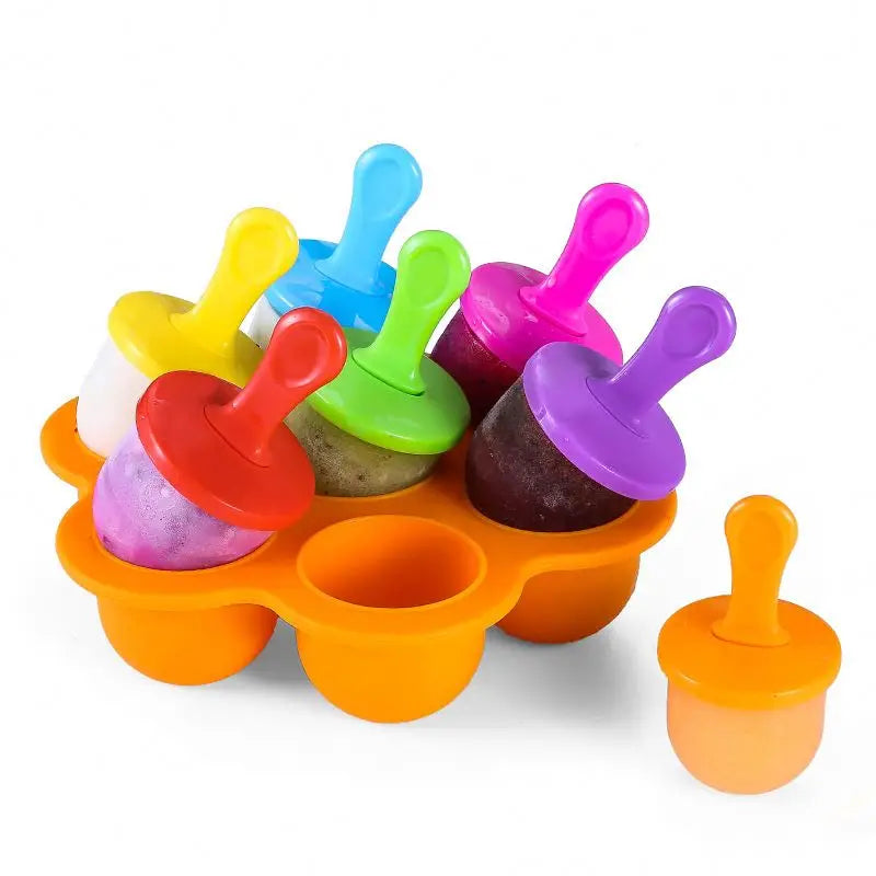7 Cavities Food Grade Silicone Frozen Ice Cream Maker Mini Silicone Ice Cream Popsicle Mold