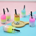 Top Fashion Cutie Pattern Decorative Ornament Planar Multicolor Milk Tea Cup Resin Crafts