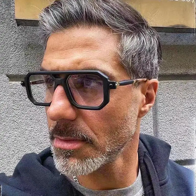2025 Newest Luxury Retro Man Millionaire Uv400 Custom Rectangle Sun Glasses Trending Pc Men Black Square Oversized Sunglasses