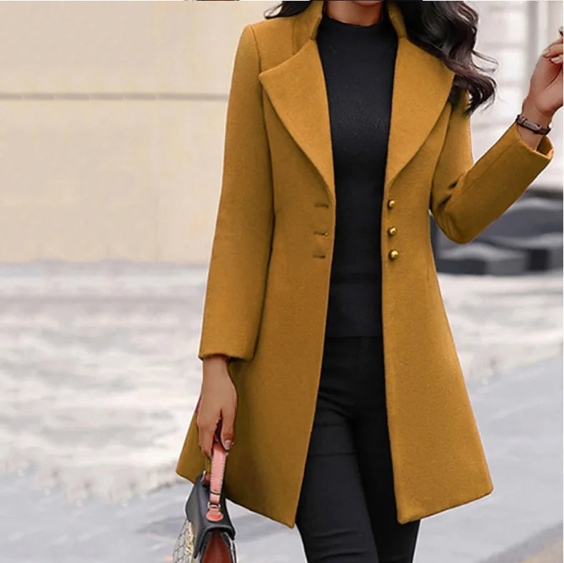 2022 Hot Selling Coat Fall Winter Long Coats Ladies Long Sleeve Lapel Trench Women Fashionable Elegant Coats