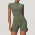 Ribbed Seamless Zipper Sleeveless Push up Bodysuit Hip Lifting Slim Tight Quick Drying Breathable Gym Fitness Jumpsuits