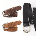 Manufacturer High Quality Fashion Custom Alloy Pin Buckle Multi Color Rivet Punk Pu Belts for Women