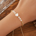 Go2boho gold plated bracelet set with heart shell Pearl bead for women adjustable friendship bracelets cross beads beach jewelry