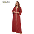 2023 Women's Elegant Dubai Long Sleeve Soft Smooth V Neck Kaftan Gown Muslim Wedding Abaya Dress Lightweight Breathable Handmade