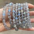 JD Natural Healing Stone Bead Bracelet Ladies Jewelry 8mm 5A Natural Gray Moonstone Bracelet