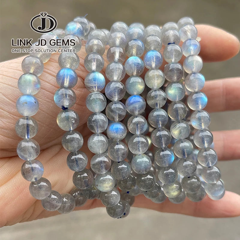 JD Natural Healing Stone Bead Bracelet Ladies Jewelry 8mm 5A Natural Gray Moonstone Bracelet