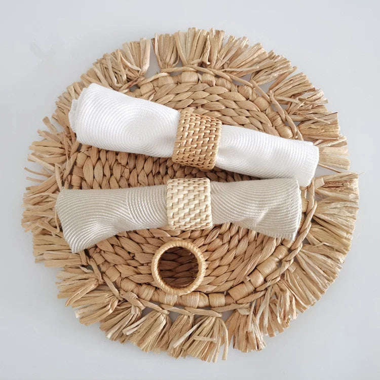 Best Selling B-2711 Napkin Holder Rings Woven Rattan Wedding Napkin Ring