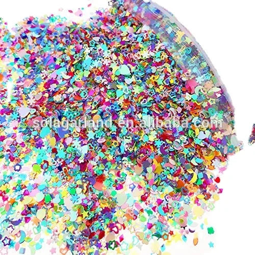 New Arrival 5mm Mixed Color Shining Hollow Rounded Corner Stars Sequins for Nail Art