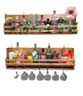 JUNJI Bespoke Reclaimed Wooden Floating Gin and Tonic Spirit Rack with Bottle Holder