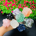Wholesale Price Natural Crystal Quartz Machine Engraving Rose Flower Carvings Crystal Crafts for Gift