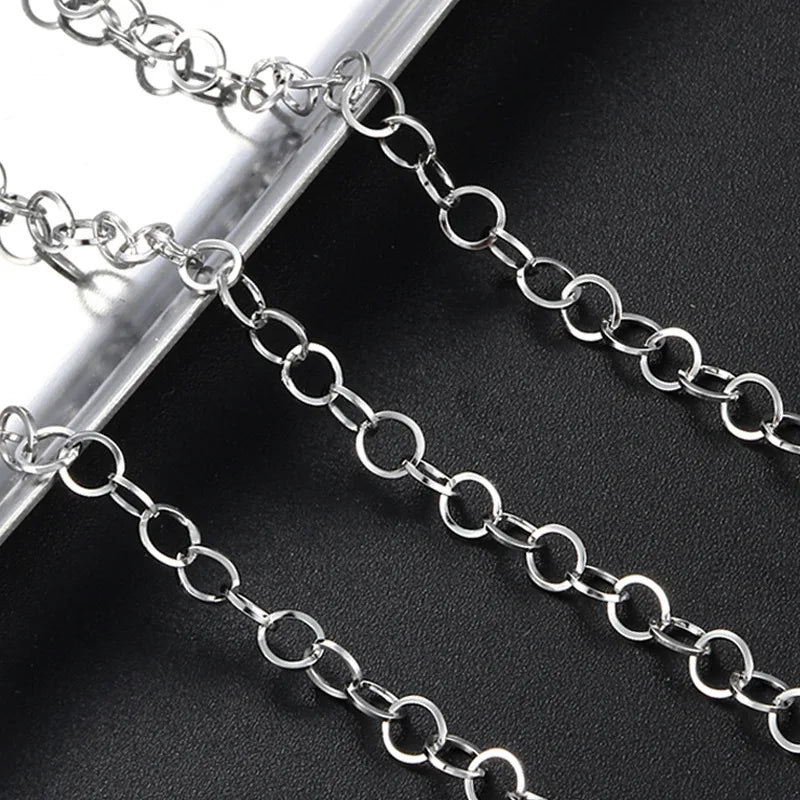 Stainless Steel Closed square Line Round Chain Diy Necklace Bracelet Waist Tassel Fashion Personality Small Circle with