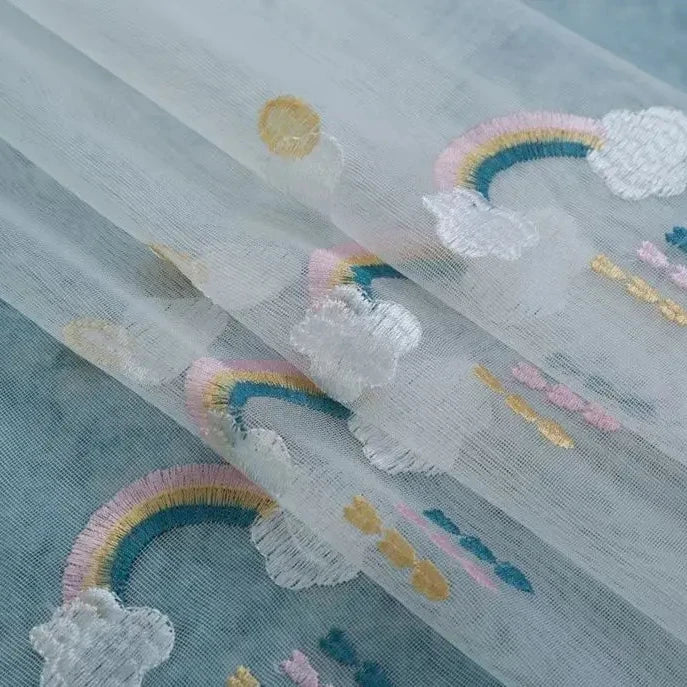 New Designs Curtain Panel Kids Embroider Sheer Curtains for the Living Room Window