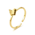 European and American 18k Gold Simple Ring for Women Titainless Steel Adjustable Finger Rings Elegant Butterfly Rings for Girl