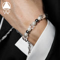 VAF 17.5+5Cm Glass Pearl Stainless Steel Beads Transparent Square Bracelet Pulseras Hechas a Mano De Cuentas