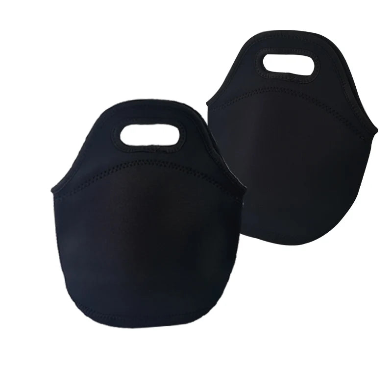 Sublimation Blank Solid Black Reusable Neoprene Insulated Lunch Bag Insulated Lunch Box Bag for Kids with Zipper