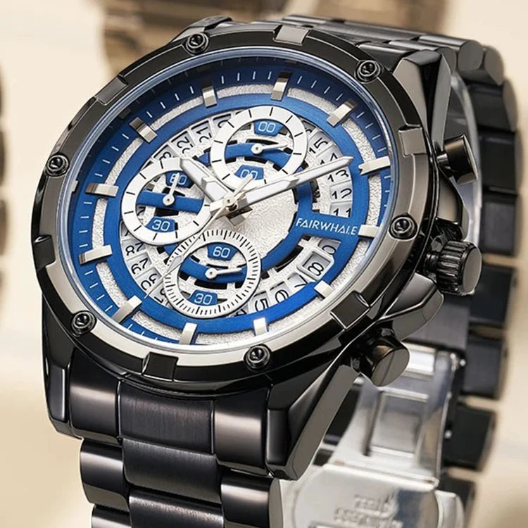 Luxury Business Watch Accept Custom Logo Men Quartz Watches Stainless Steel Black Dial Watch Water Resistant Quartz Wristwatch