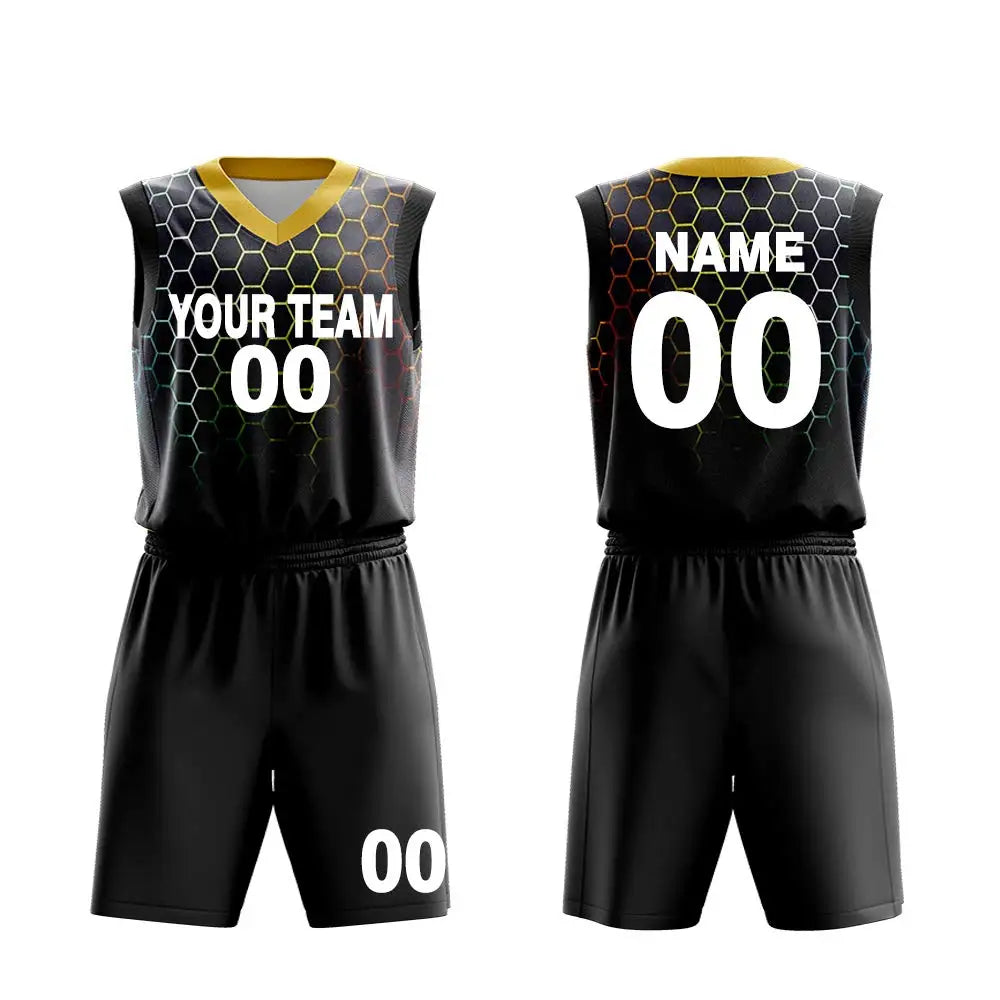 Wholesale Custom 100% Polyester Mesh Full Sublimated Print Team Basketball Uniforms Sets