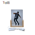 Topjlh LED Acrylic Night Light Picture Frame Sublimation Blank Warm Color Wood Base Customized Photo Frame for Home Mother's Day