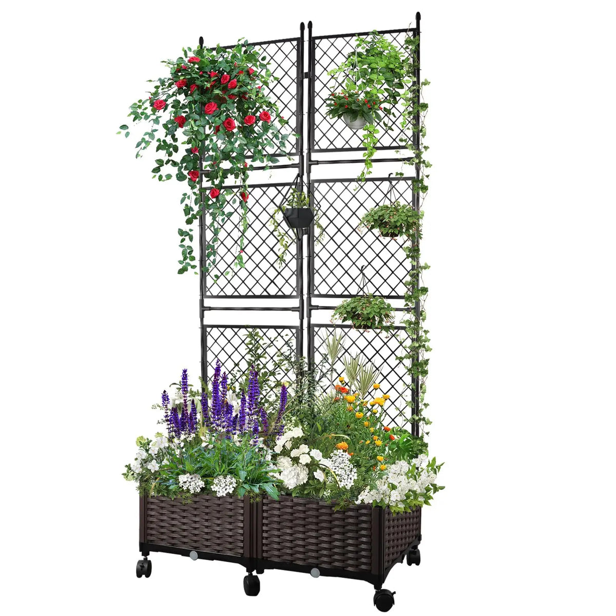 Raised Garden Bed Wheels Trellis Planter Tomato Climbing Plant Outdoor Privacy Screen Plastic Plant Box Metal Hydroponic Home