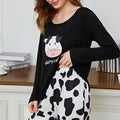 Cartoon Print Comfortable Long Sleeved Pajamas Women's Sleepwear Crew Neck Comfortable Pajamas Set
